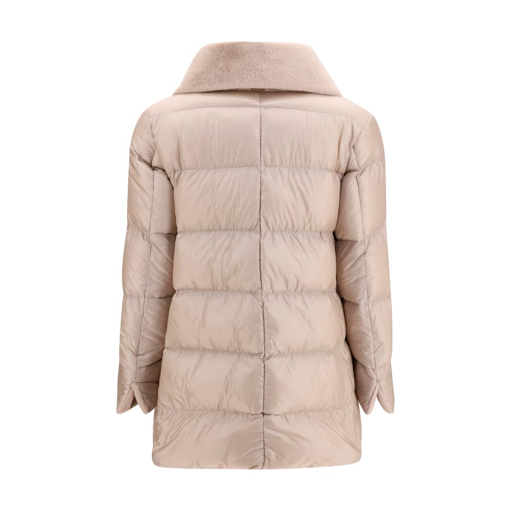 Beige Goose Down Full-Length Jacket