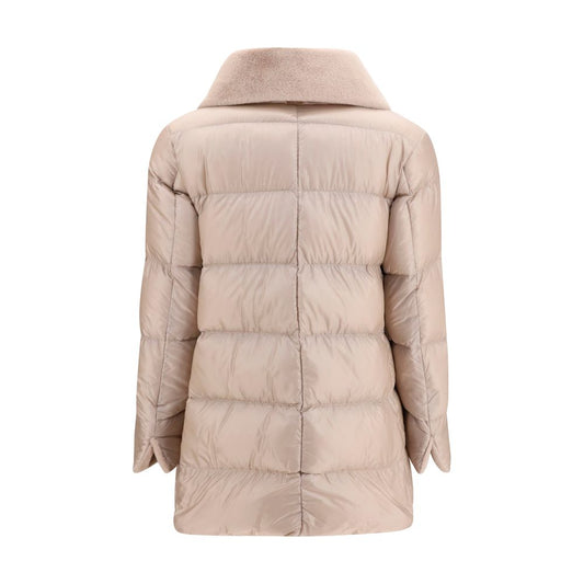 Beige Goose Down Full-Length Jacket