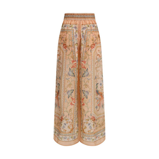Multicolor Silk Casual Pants