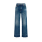 Blue Cotton Bootcut Jeans