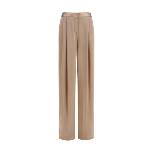 Beige Silk Casual Pants