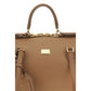 Beige Calf Leather Bos Taurus Shoulder Bag
