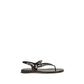 Black Calf Leather Bos Taurus Flat Sandals