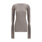 Gray Viscose Long Sleeve T-Shirt