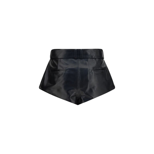 Black Lambskin Bermuda Shorts