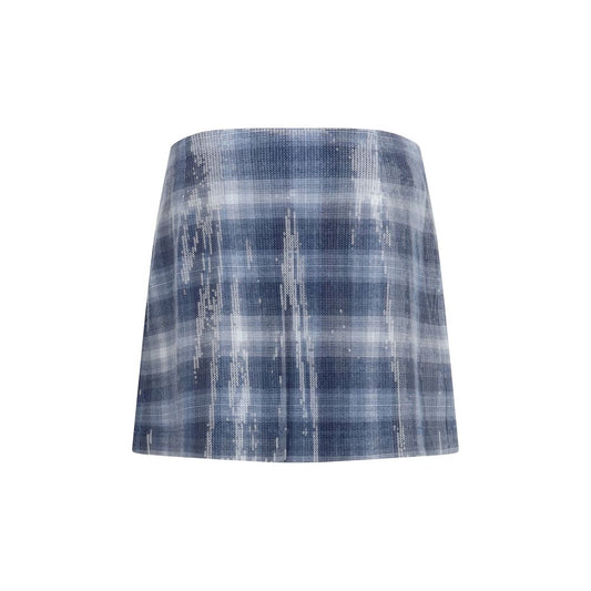 Blue Polyester Mini Skirt