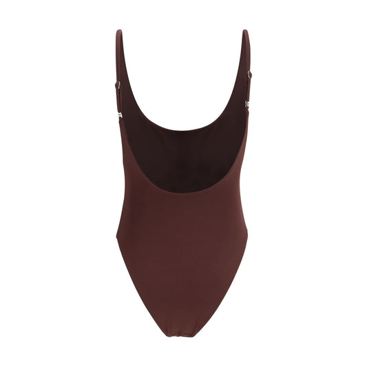 Bordeaux Polyamide One-Piece Swimsuit