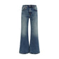 Blue Cotton Flared Jeans
