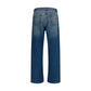 Blue Cotton Straight-Leg Jeans