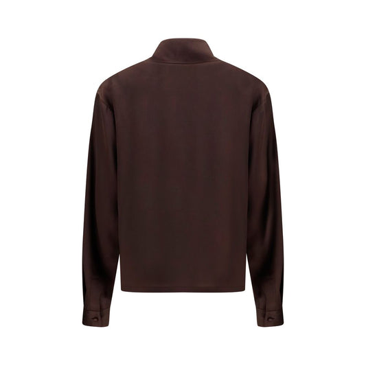 Brown Silk Dress Shirt