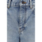 Blue Cotton Cropped Jeans