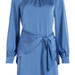 Blue Polyester Short Dress