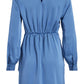 Blue Polyester Short Dress