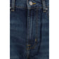 Blue Cotton Straight-Leg Jeans