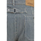 Blue Polyester Casual Pants