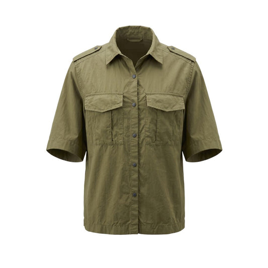 Green Cotton Women Shirt