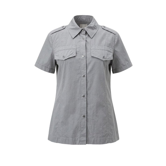 Grey Cotton Women Shirt