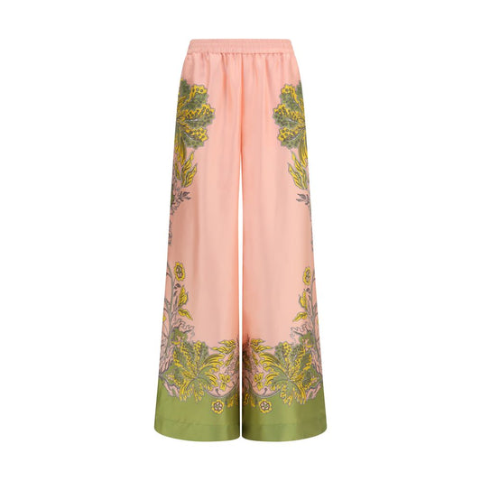Multicolor Silk Casual Pants