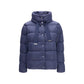 Blue Polyester Full-Length Jacket