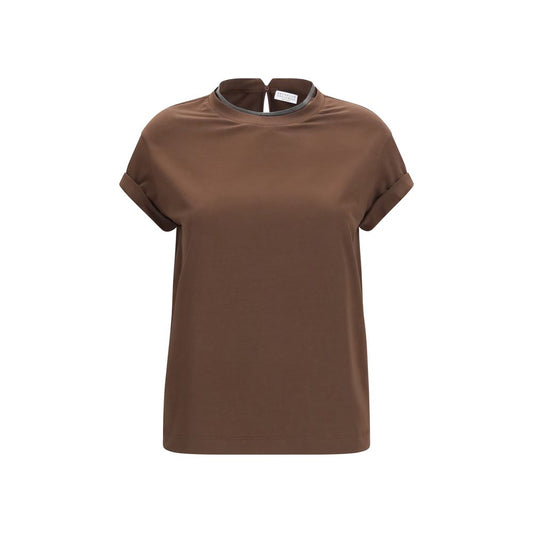 Brown Elastane T-Shirt