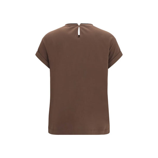 Brown Elastane T-Shirt