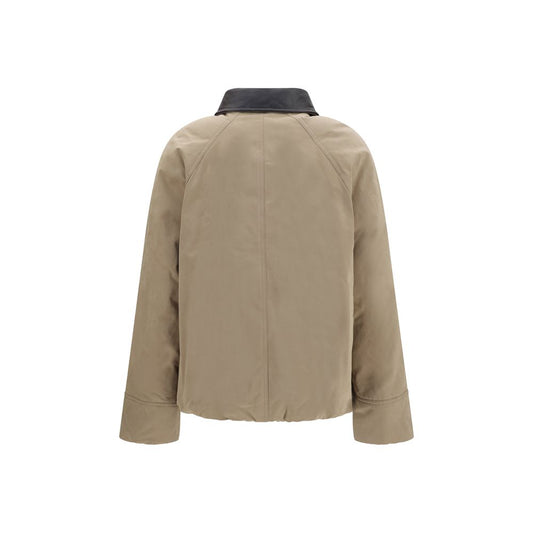 Beige Cotton Full-Length Jacket