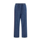 Blue Polyester Casual Pants