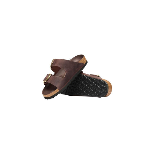 Brown Leather Flat Sandals