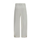 White Cotton Cropped Pants