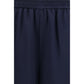 Blue Silk Casual Pants