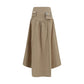 Beige Cotton Midi Skirt