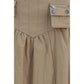 Beige Cotton Midi Skirt