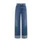 Blue Cotton Straight-Leg Jeans