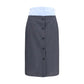 Gray Cotton Midi Skirt
