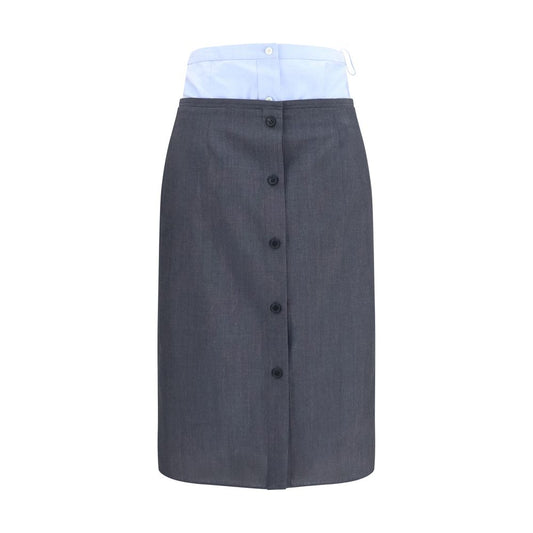 Gray Cotton Midi Skirt