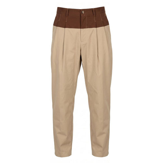 Beige Cotton Mens Pants