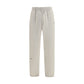 Beige Cotton Casual Pants