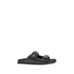 Black Calf Leather Bos Taurus Flat Sandals