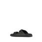Black Calf Leather Bos Taurus Flat Sandals