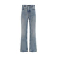 Blue Cotton Straight-Leg Jeans