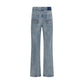 Blue Cotton Straight-Leg Jeans