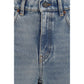 Blue Cotton Straight-Leg Jeans