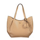 Beige Polyurethane Women's Bag with Shoulder Handles