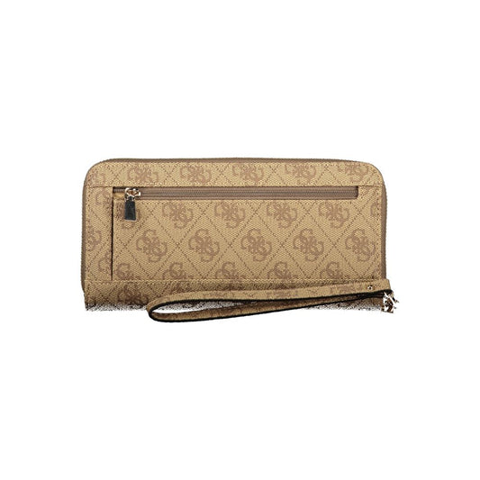 Beige Polyurethane Women's Wallet with Functional Compartments
