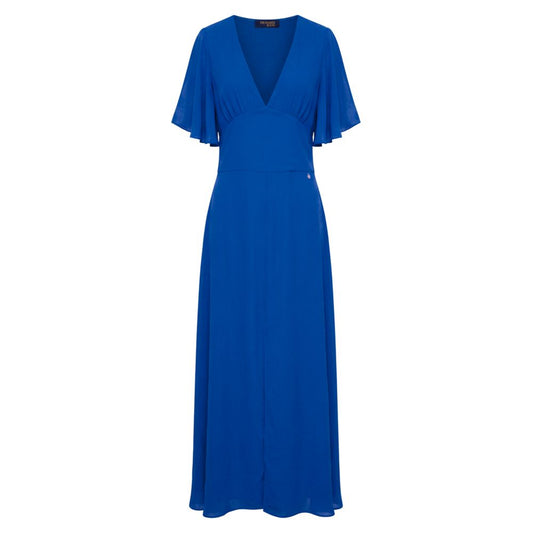 Blue Polyester Women Dress