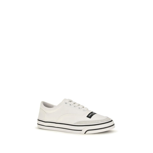 White Cotton Low Top Sneakers