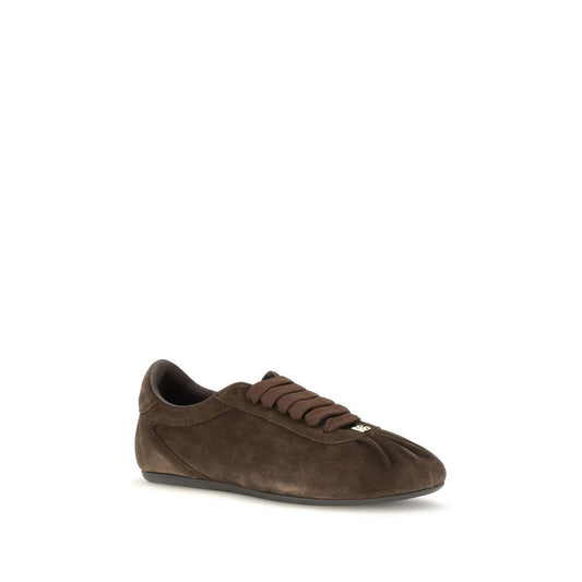 Brown Suede Leather Low Top Sneakers