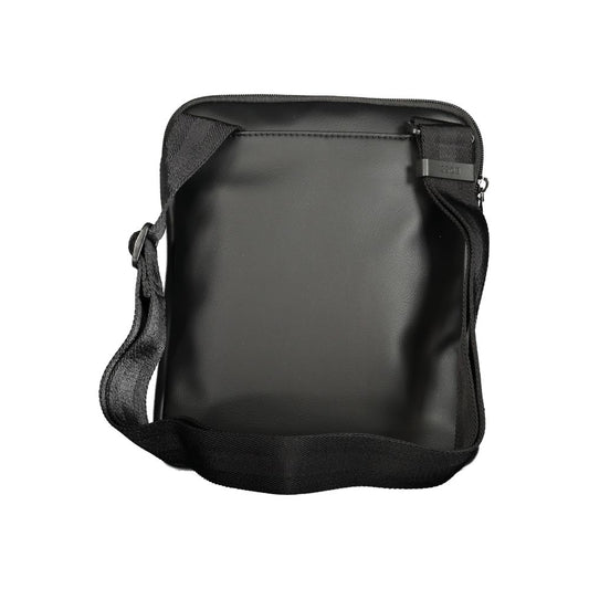 Black Polyurethane Men's Shoulder Bag