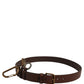 Men Brown Leather Gold Buckle Carabine Belt