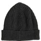 Men Charcoal Grey Ribbed Wool Knit Beanie One Size Hat